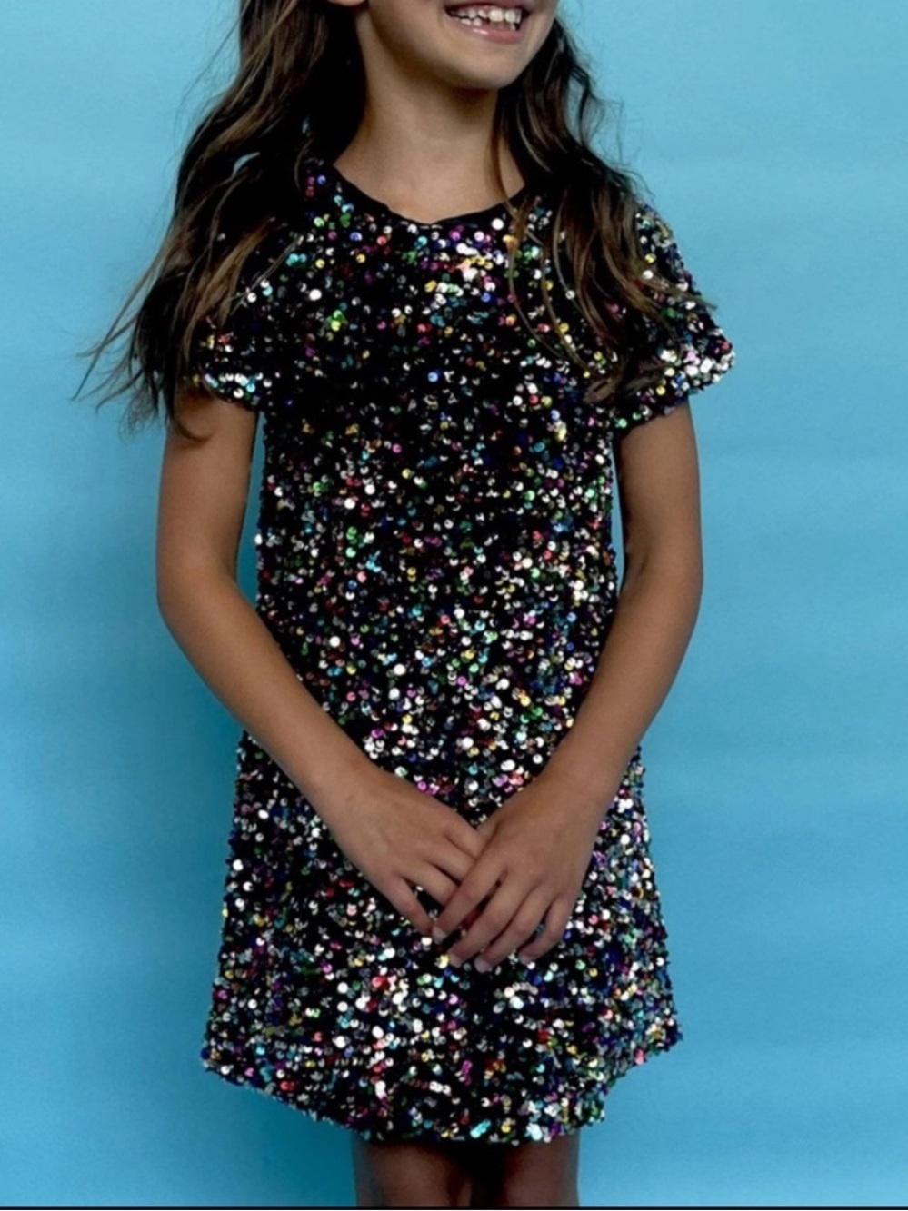 Art Class Multicolored Sequin Shift Dres